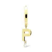 Mono boucle Alphabet Lettre P sertie d'un diamant - Or Jaune