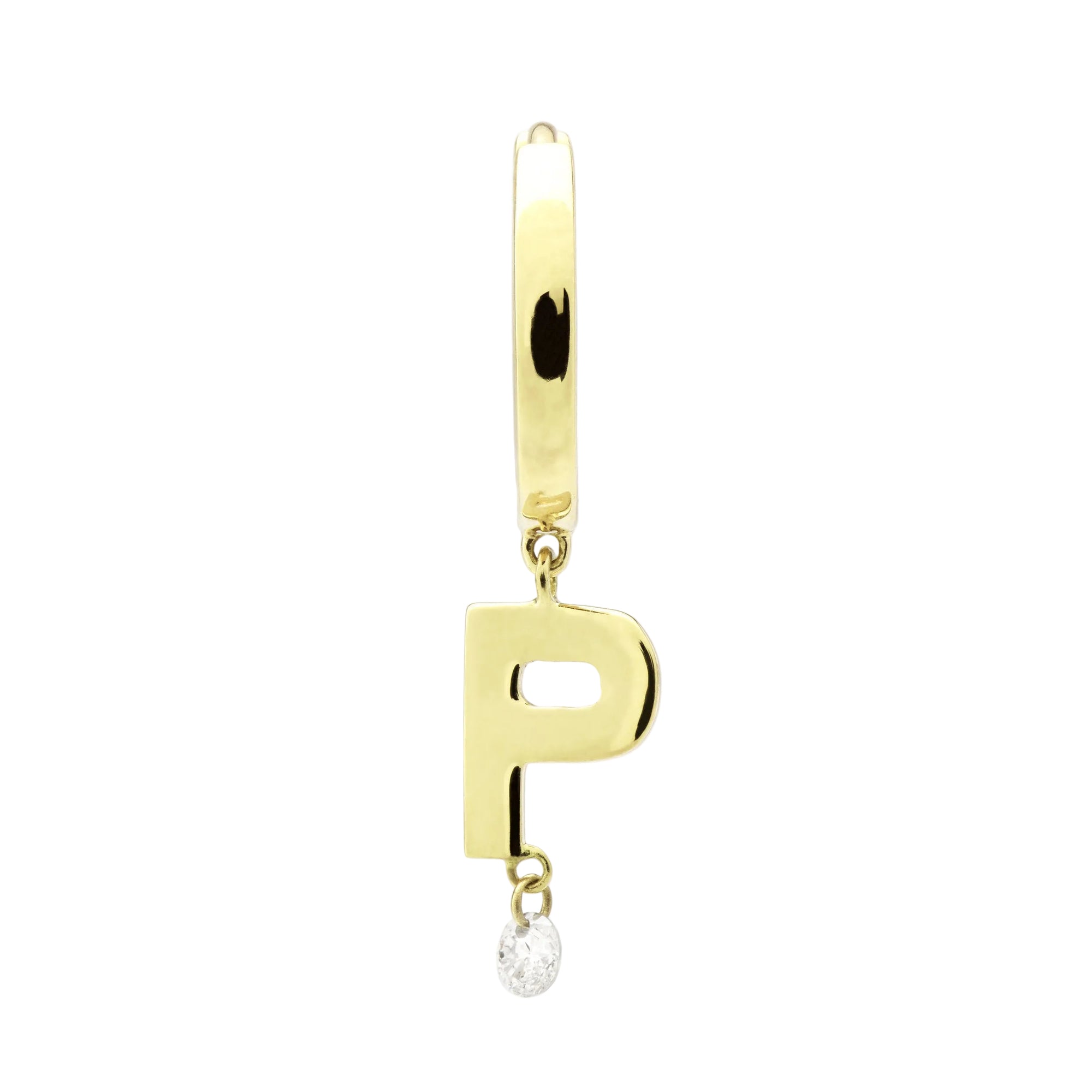 Mono boucle Alphabet Lettre P sertie d'un diamant - Or Jaune