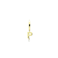 Mono boucle Alphabet Lettre P sertie d'un diamant - Or Jaune