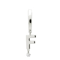 Mono boucle Alphabet Lettre F sertie d'un diamant - Or Blanc