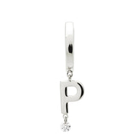 Mono boucle Alphabet Lettre P sertie d'un diamant - Or Blanc