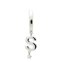 Mono boucle Alphabet Lettre S sertie d'un diamant - Or Blanc