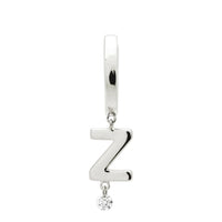 Mono boucle Alphabet Lettre Z sertie d'un diamant - Or Blanc