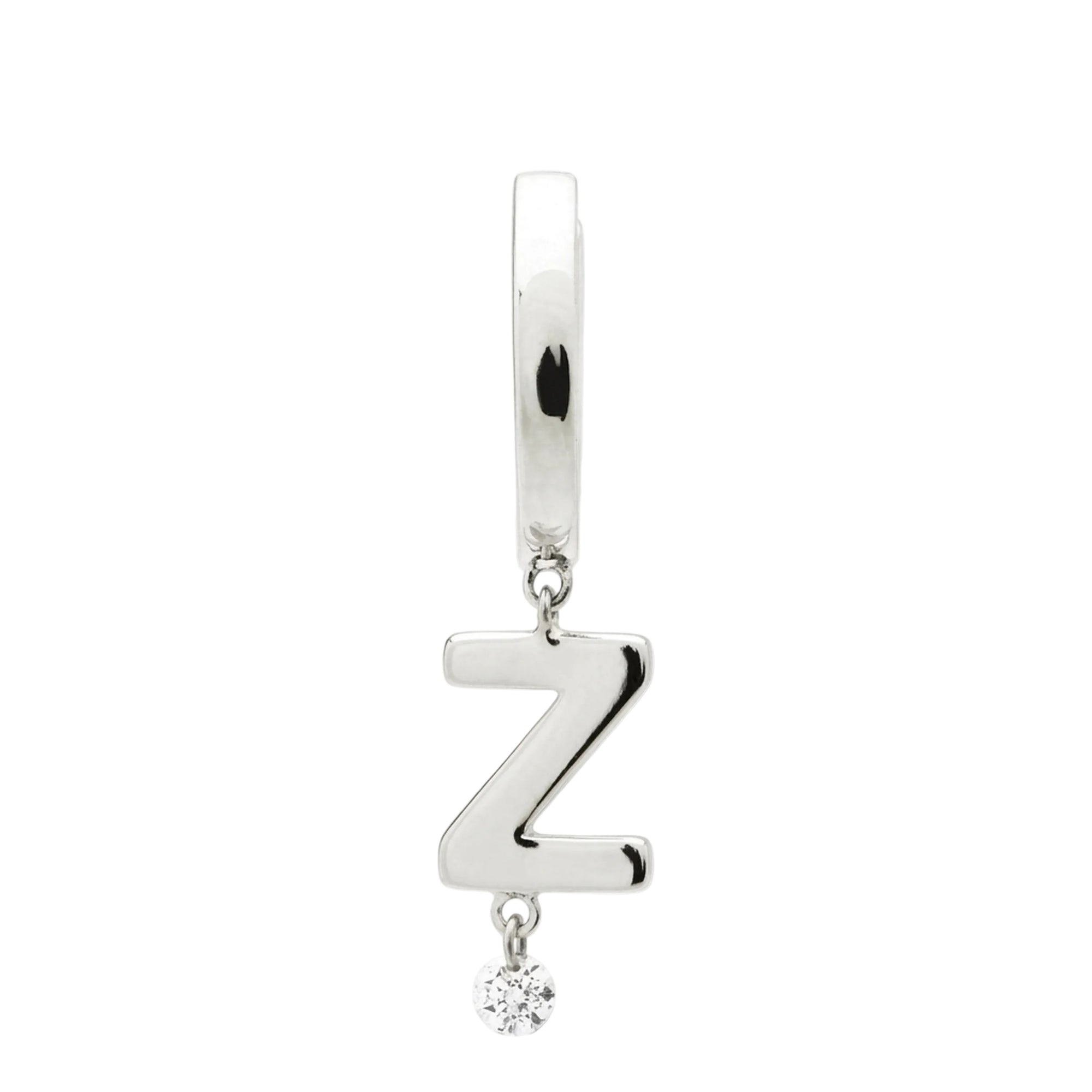 Mono boucle Alphabet Lettre Z sertie d'un diamant - Or Blanc
