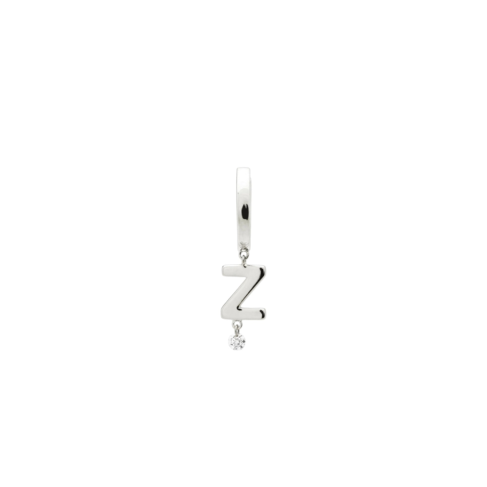 Mono boucle Alphabet Lettre Z sertie d'un diamant - Or Blanc