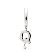 Mono boucle Alphabet Lettre Q sertie d'un diamant - Or Blanc