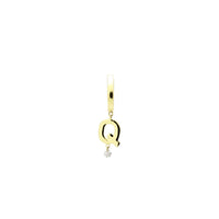 Mono boucle Alphabet Lettre Q sertie d'un diamant - Or Jaune