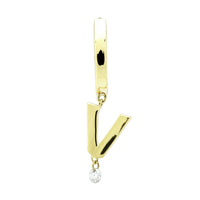 Mono boucle Alphabet Lettre V sertie d'un diamant - Or Jaune