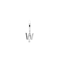 Mono boucle Alphabet Lettre W sertie d'un diamant - Or Blanc