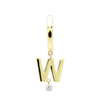 Mono boucle Alphabet Lettre W sertie d'un diamant - Or Jaune