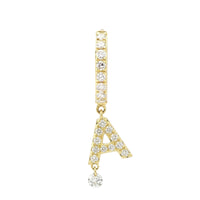 Mono boucle Alphabet Lettre A pavée de diamants - Or Jaune