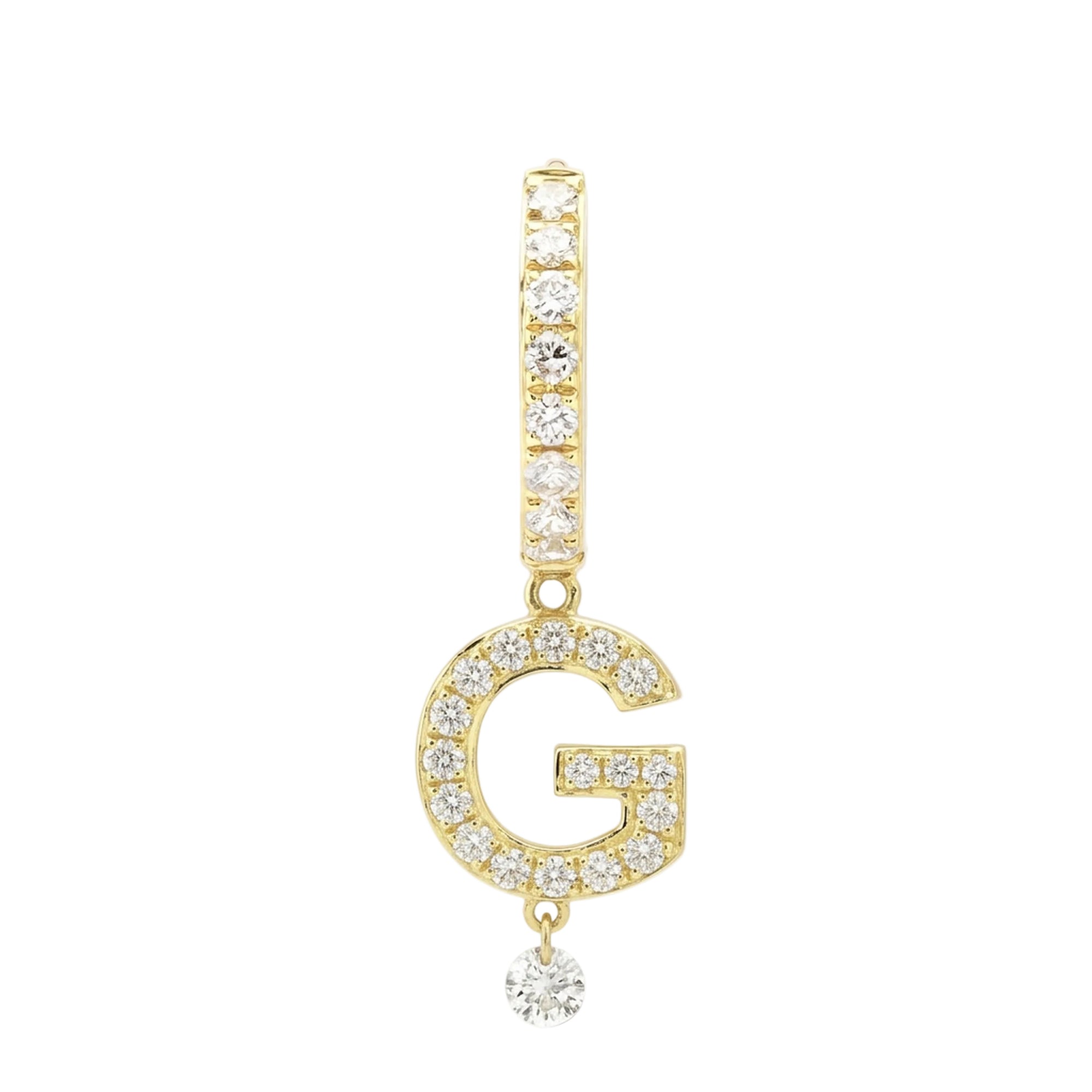 Mono boucle Alphabet Lettre G pavée de diamants - Or Jaune