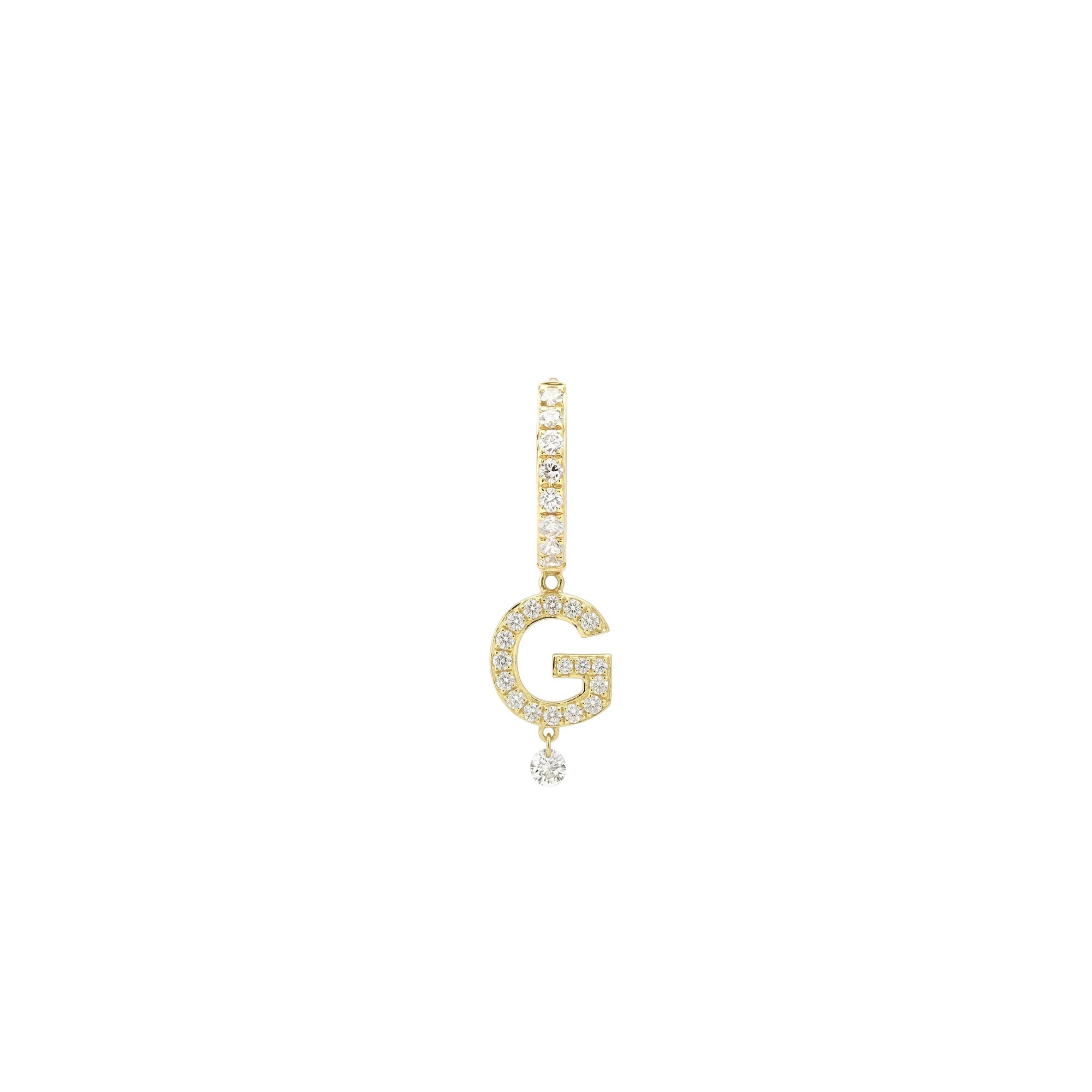 Mono boucle Alphabet Lettre G pavée de diamants - Or Jaune