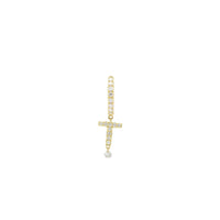 Mono boucle Alphabet Lettre T pavée de diamants - Or Jaune