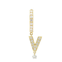 Mono boucle Alphabet Lettre V pavée de diamants - Or Jaune