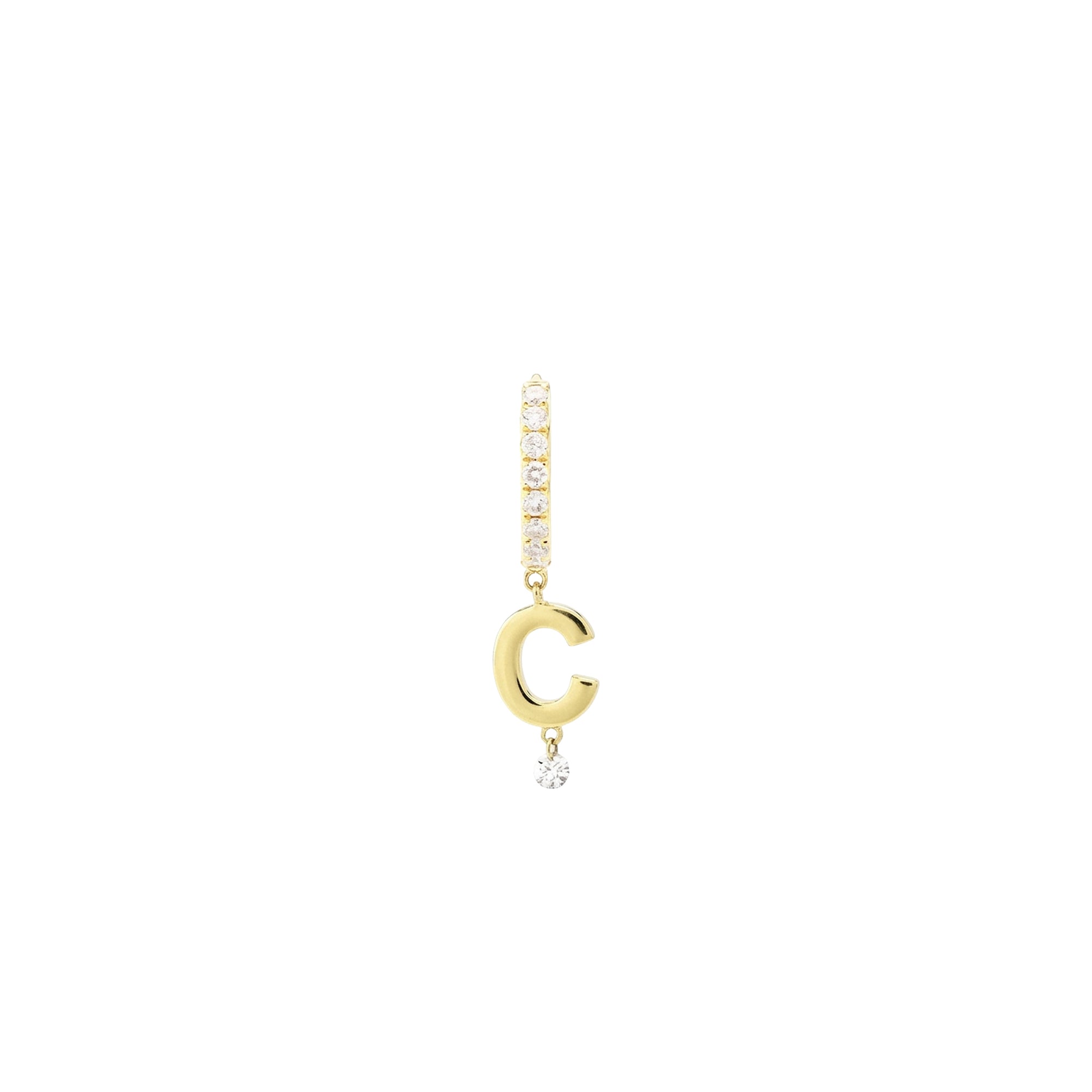Mono boucle Alphabet Lettre C sertie de diamants - Or Jaune
