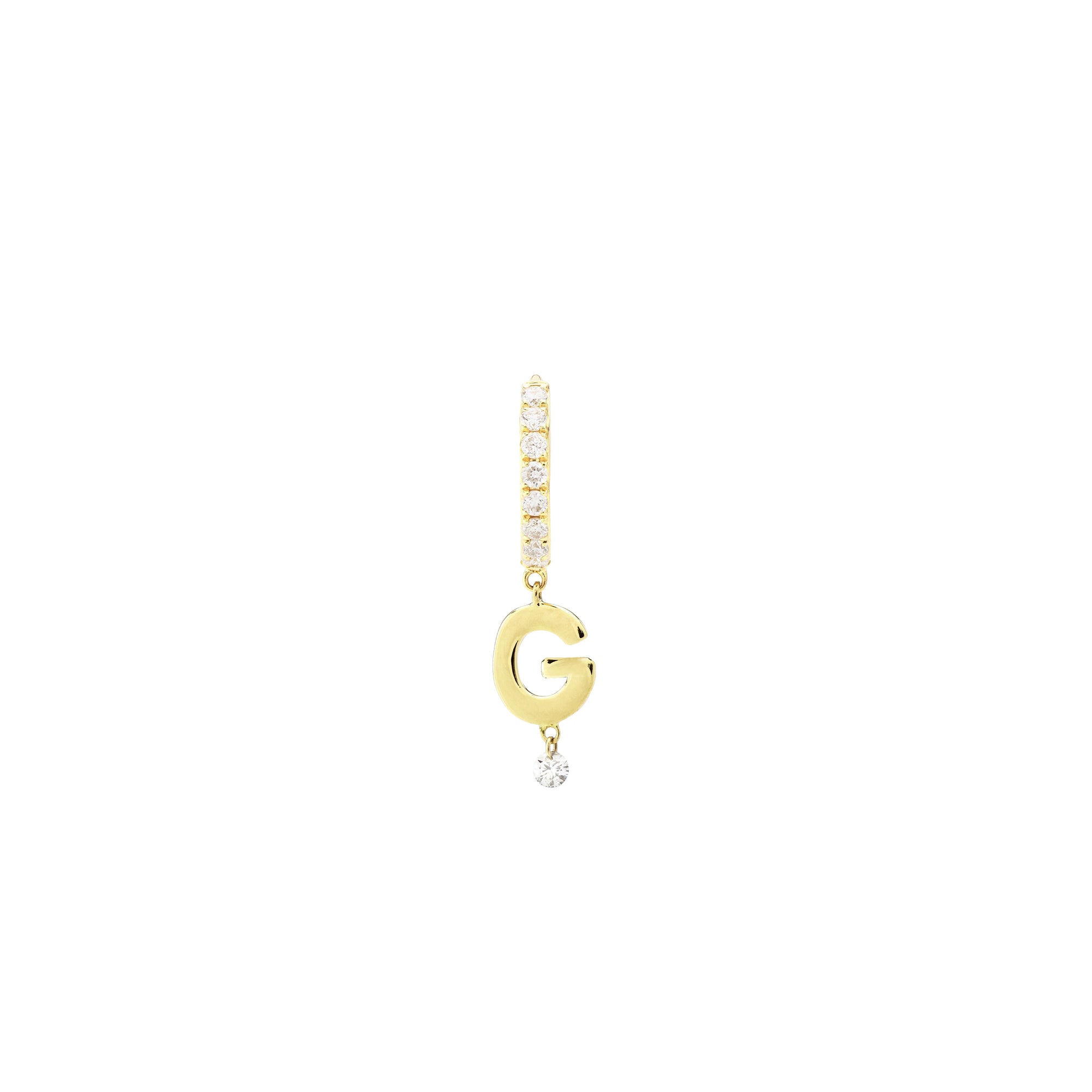 Mono boucle Alphabet Lettre G sertie de diamants - Or Jaune