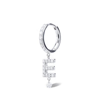 Mono boucle Alphabet Lettre E pavée de diamants - Or Blanc