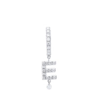 Mono boucle Alphabet Lettre E pavée de diamants - Or Blanc