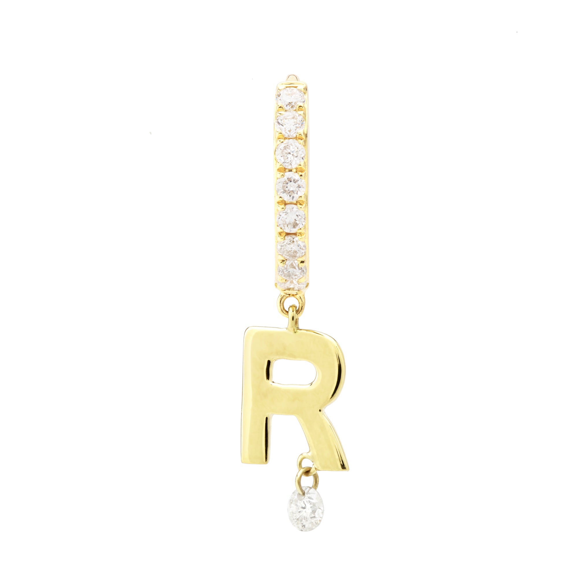 2qty NEW / Piercing alphabet "R"-Jaune