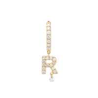 Mono boucle Alphabet Lettre R pavée de diamants - Or Jaune