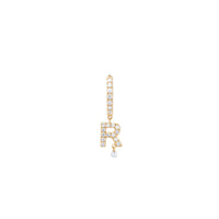 Mono boucle Alphabet Lettre R pavée de diamants - Or Jaune