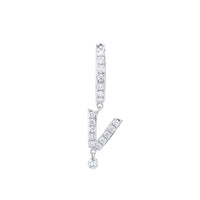 Mono boucle Alphabet Lettre V pavée de diamants - Or Blanc