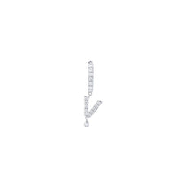 Mono boucle Alphabet Lettre V pavée de diamants - Or Blanc