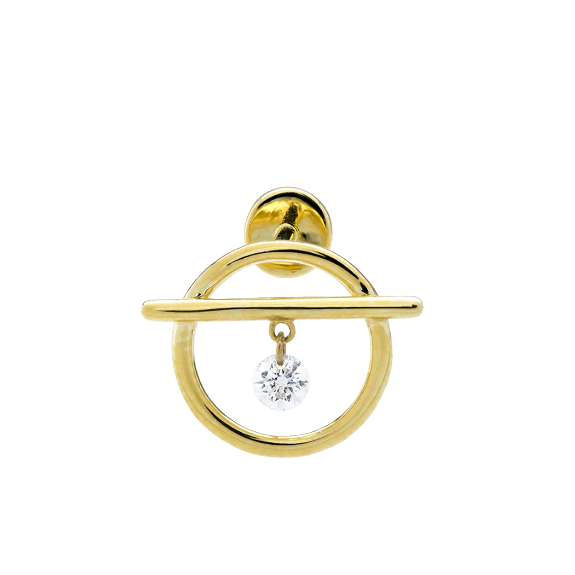 Puce Fibule sertie d'un diamant - Or Jaune