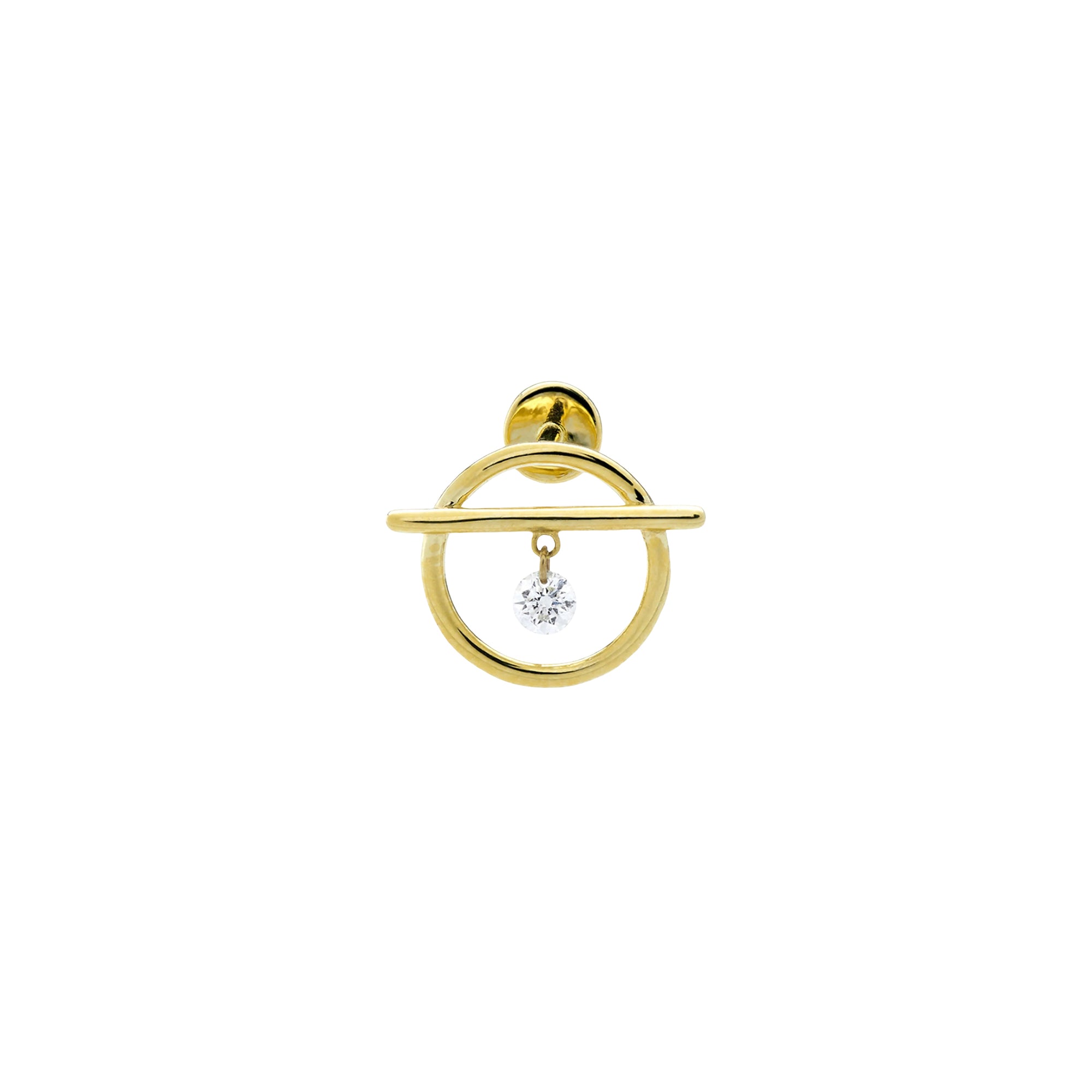 Puce Fibule sertie d'un diamant - Or Jaune
