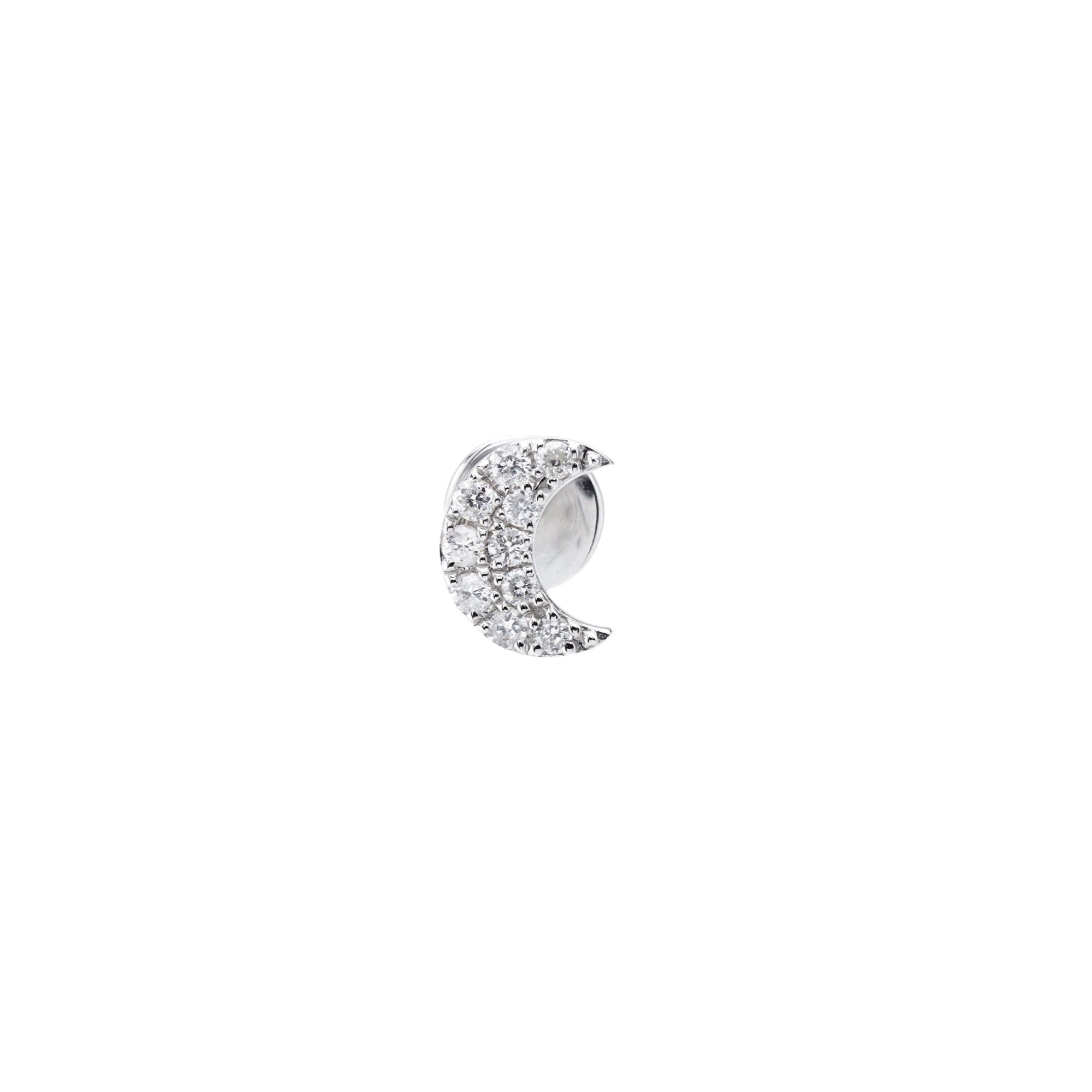 Puce piercing Séléné Lune pavée de diamants - Or Blanc