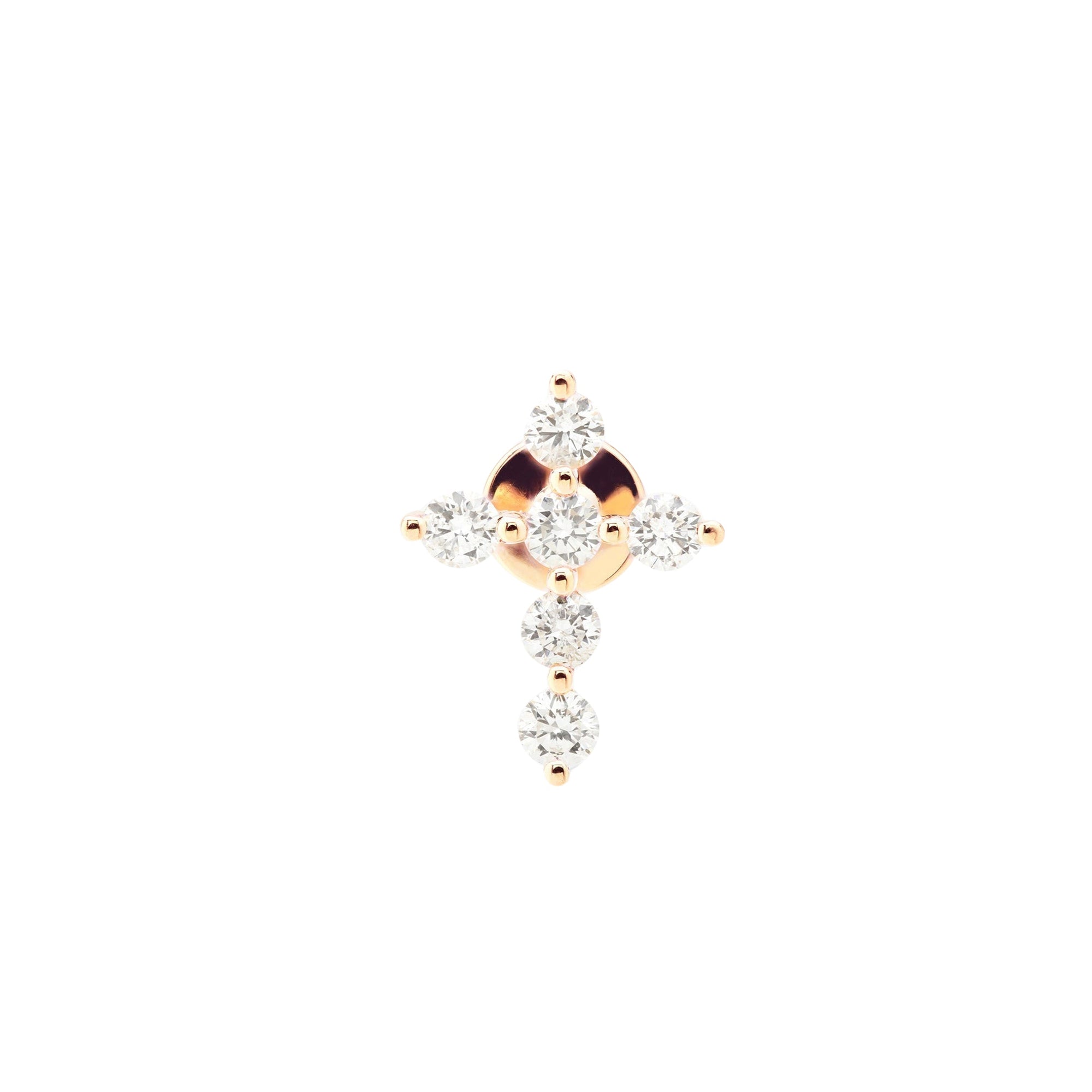 Puce piercing Séléné Croix pavée de diamants - Or Rose