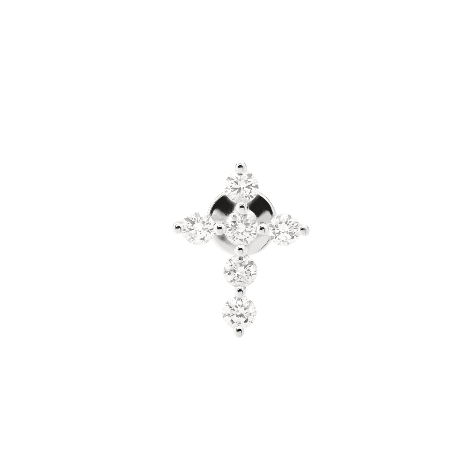 Puce piercing Séléné Croix pavée de diamants - Or Blanc
