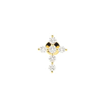 1qty RELIQUAT 580€/ QTY IN : 2-QTY OUT : 0- ST : 0% // Piercing Cross pavé de diamants-Jaune