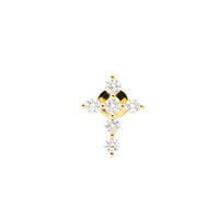 Puce piercing Séléné Croix pavée de diamants - Or Jaune