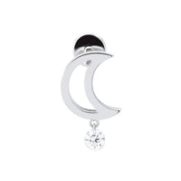 Puce piercing Séléné Lune sertie d'un diamant - Or Blanc
