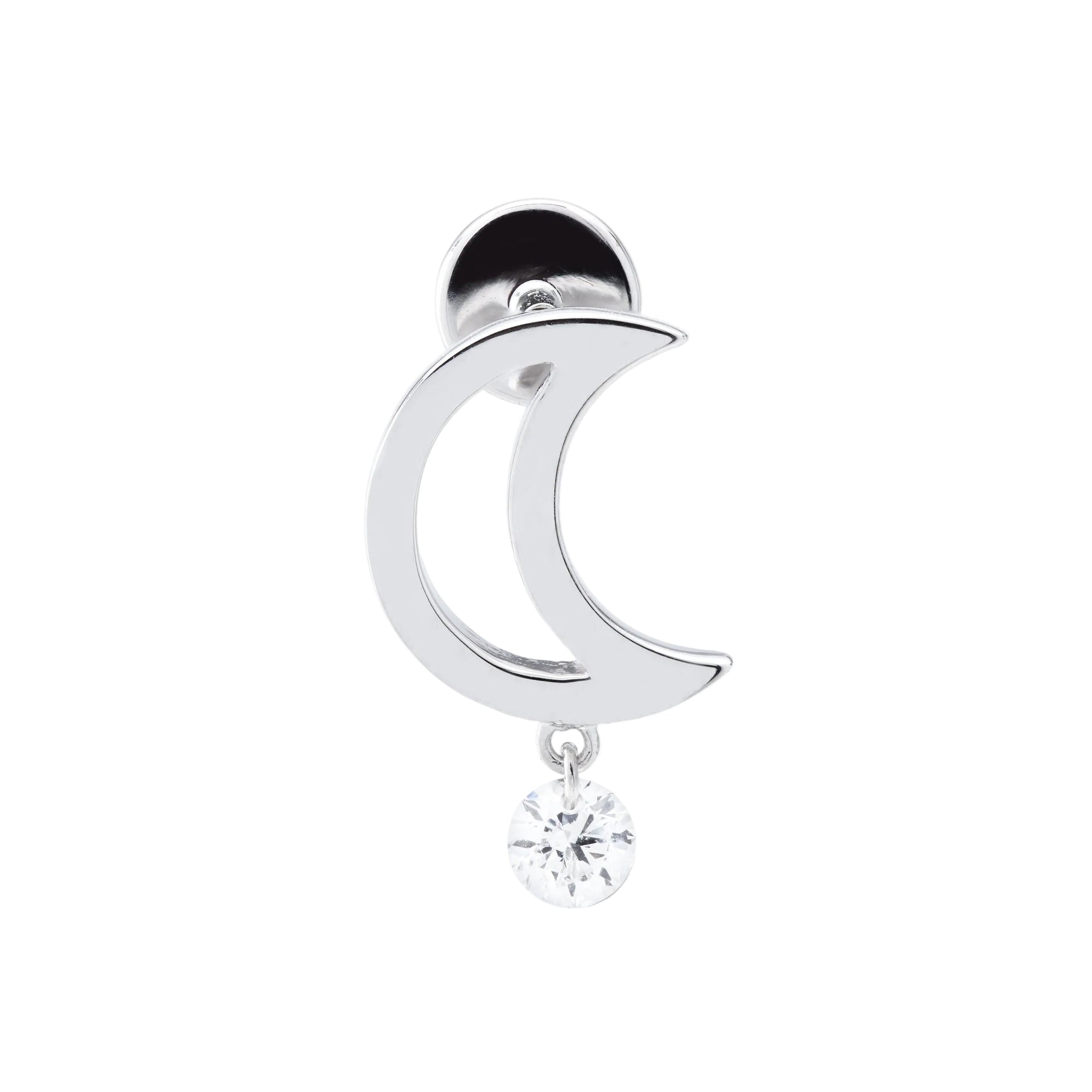 Puce piercing Séléné Lune sertie d'un diamant - Or Blanc