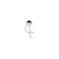 Puce Séléné Lune sertie d'un diamant - Or Blanc