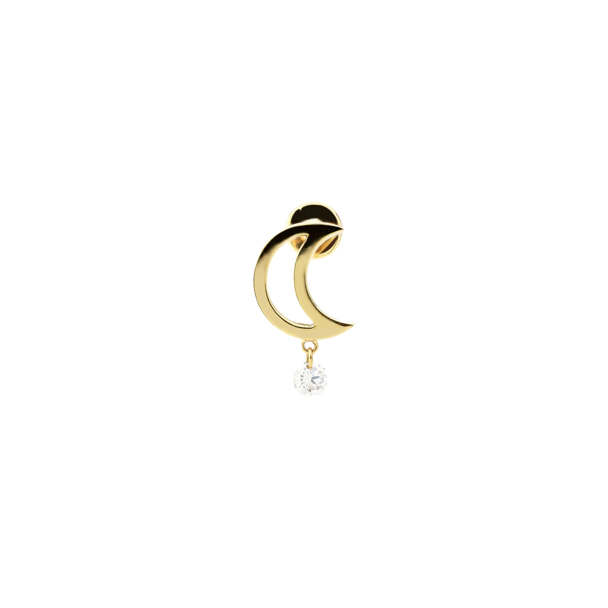 Puce Séléné Lune sertie d'un diamant - Or Jaune