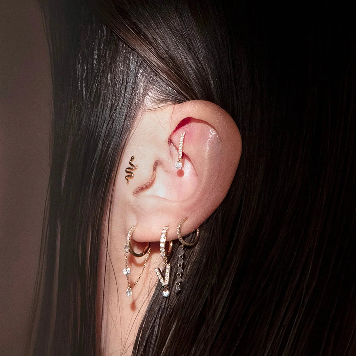 Selene Snake single chip - White Gold