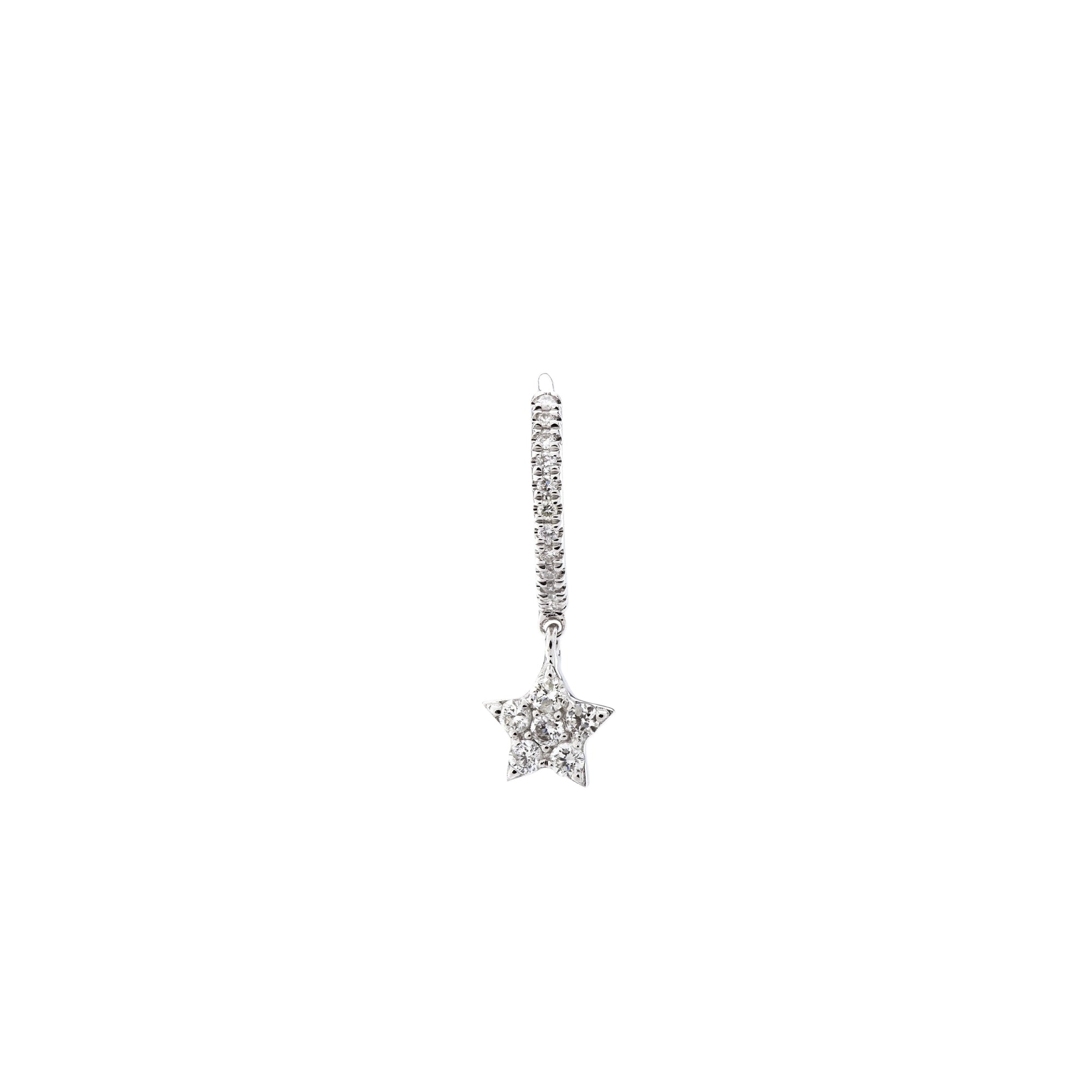 Mono boucle Séléné Étoile pavée de diamants - Or Blanc