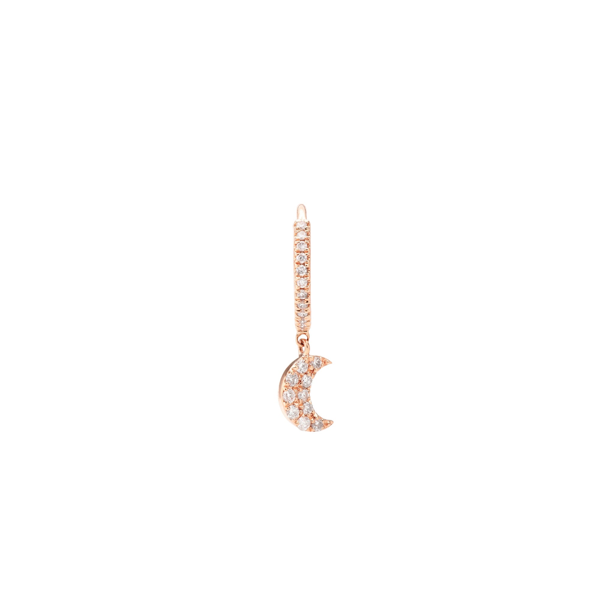 Mono boucle piercing Séléné Lune pavée de diamants - Or Rose