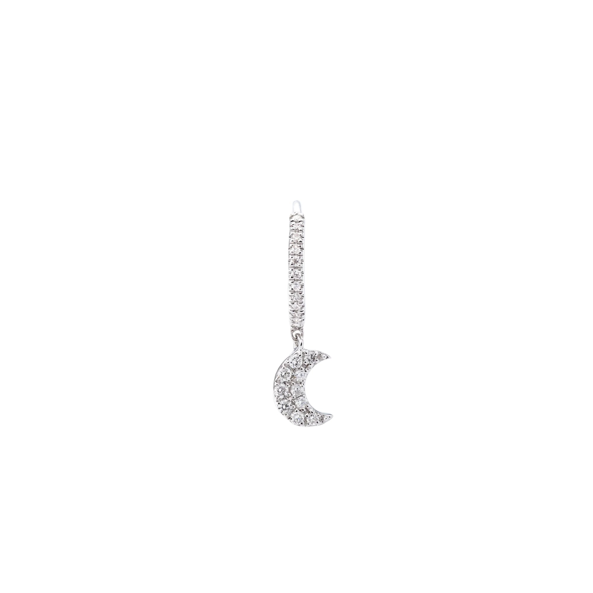 Mono boucle piercing Séléné Lune pavée de diamants - Or Blanc