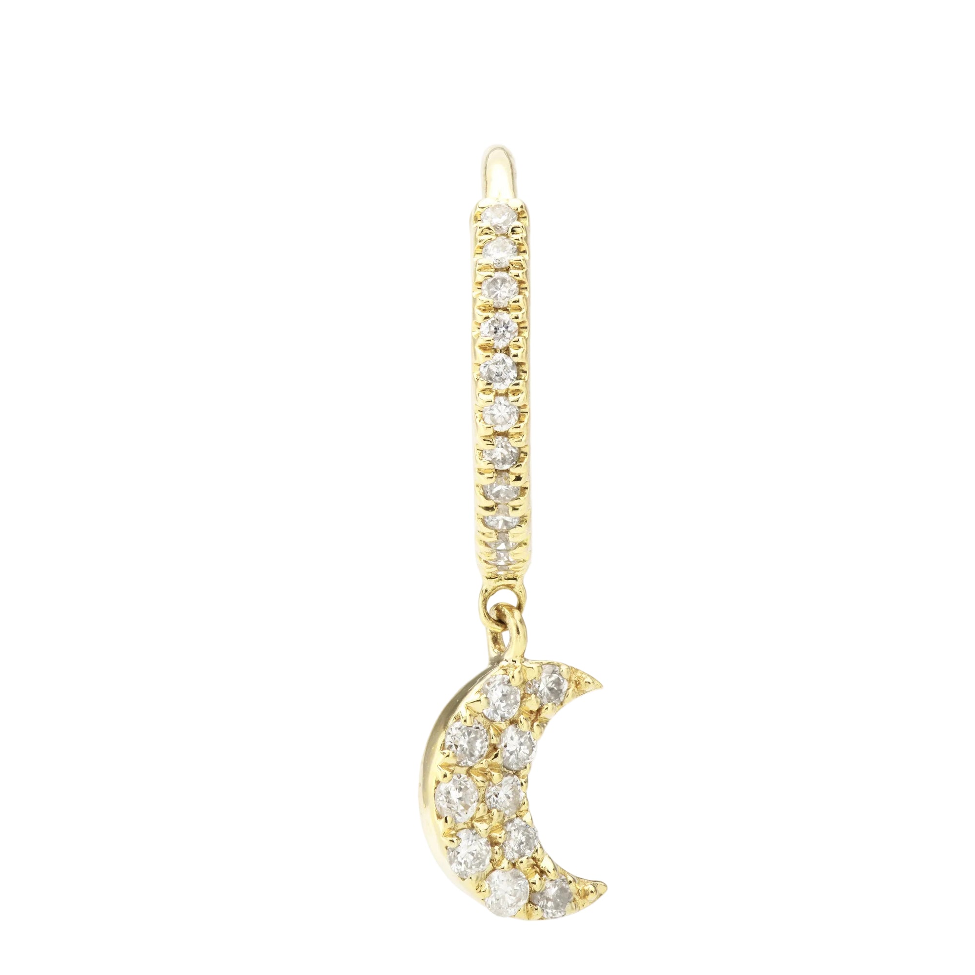 Mono boucle Séléné Lune pavée de diamants - Or Jaune