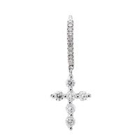 Mono boucle Séléné Croix pavée de diamants - Or Blanc