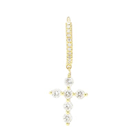 Mono boucle Séléné Croix pavée de diamants - Or Jaune