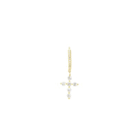 Mono boucle Séléné Croix pavée de diamants - Or Jaune