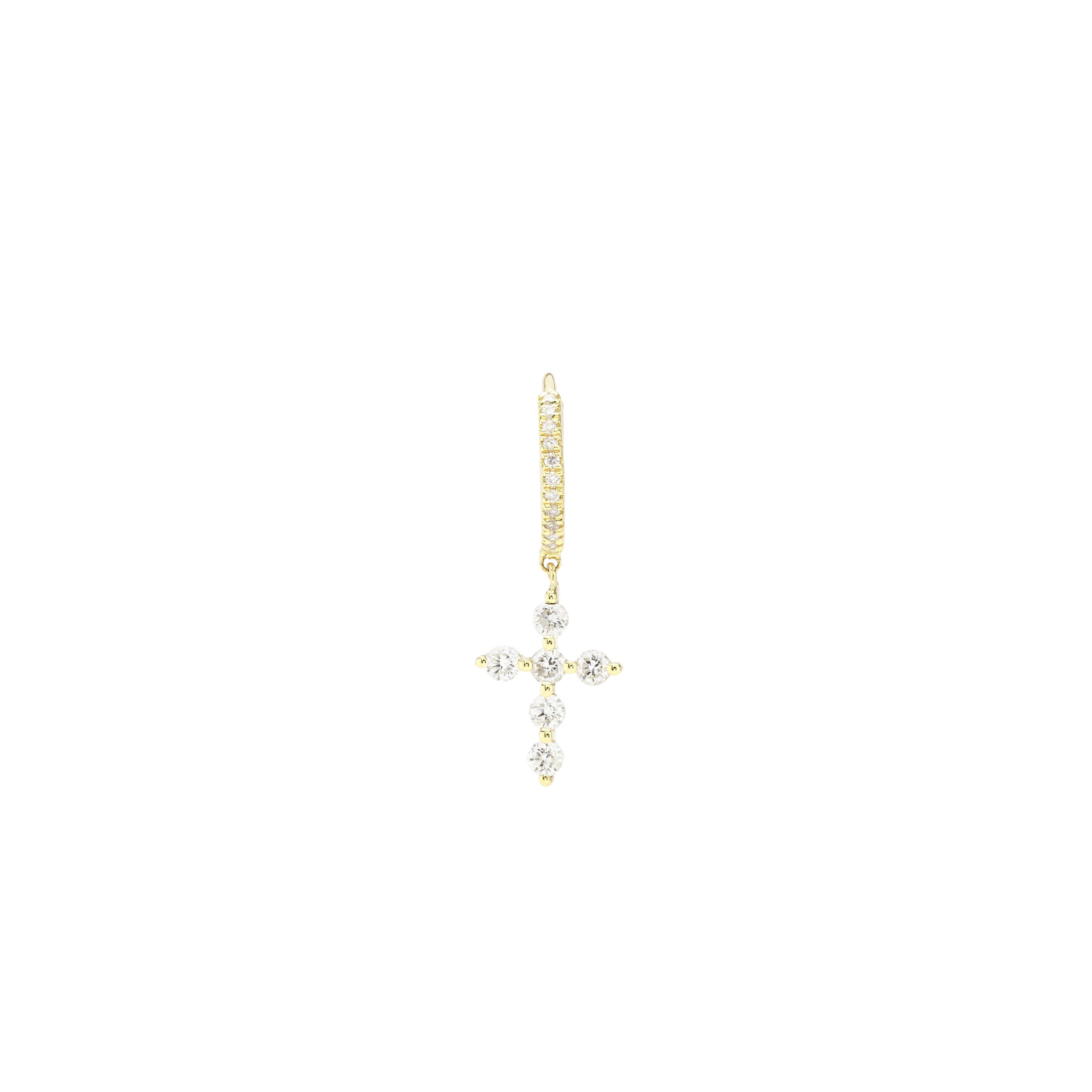 Mono boucle Séléné Croix pavée de diamants - Or Jaune