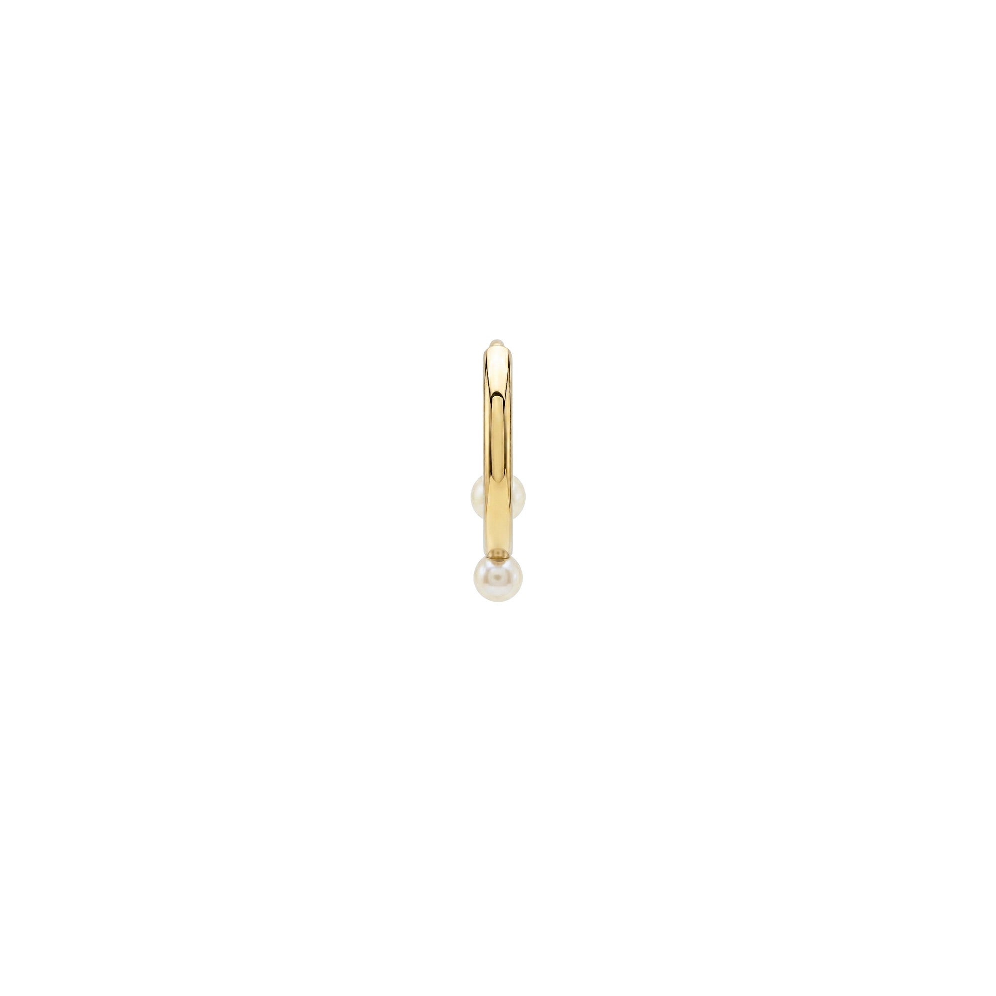 Creole Aphrodite single earring with pearls - Yellow gold