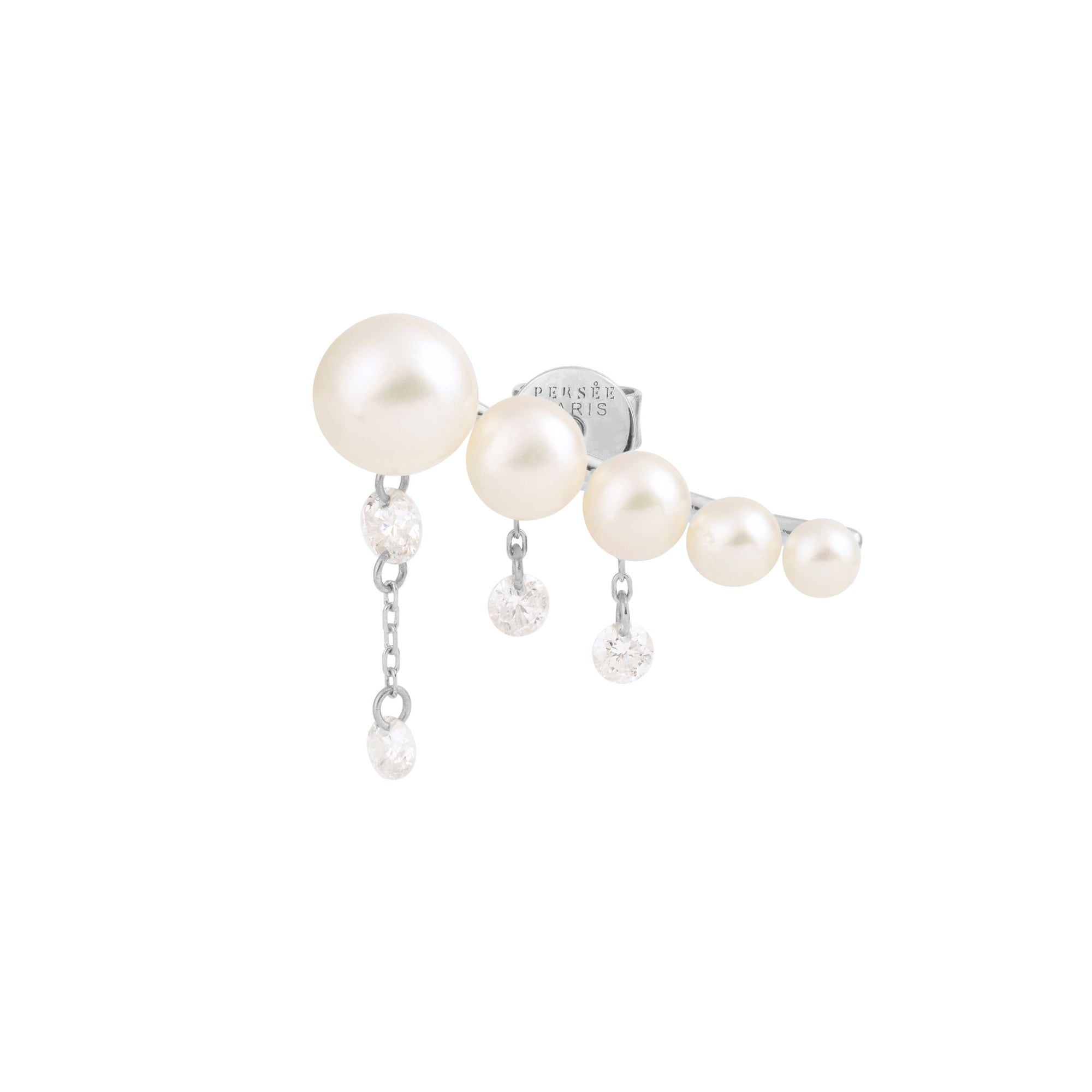 Puce Aphrodite ornée de perles & sertie de diamants - Or Blanc
